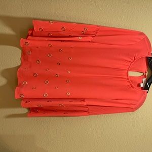 Brand New Michael Kors’ Blouse Carrot w/ Long Sleeves, and Metal Dots in Front L